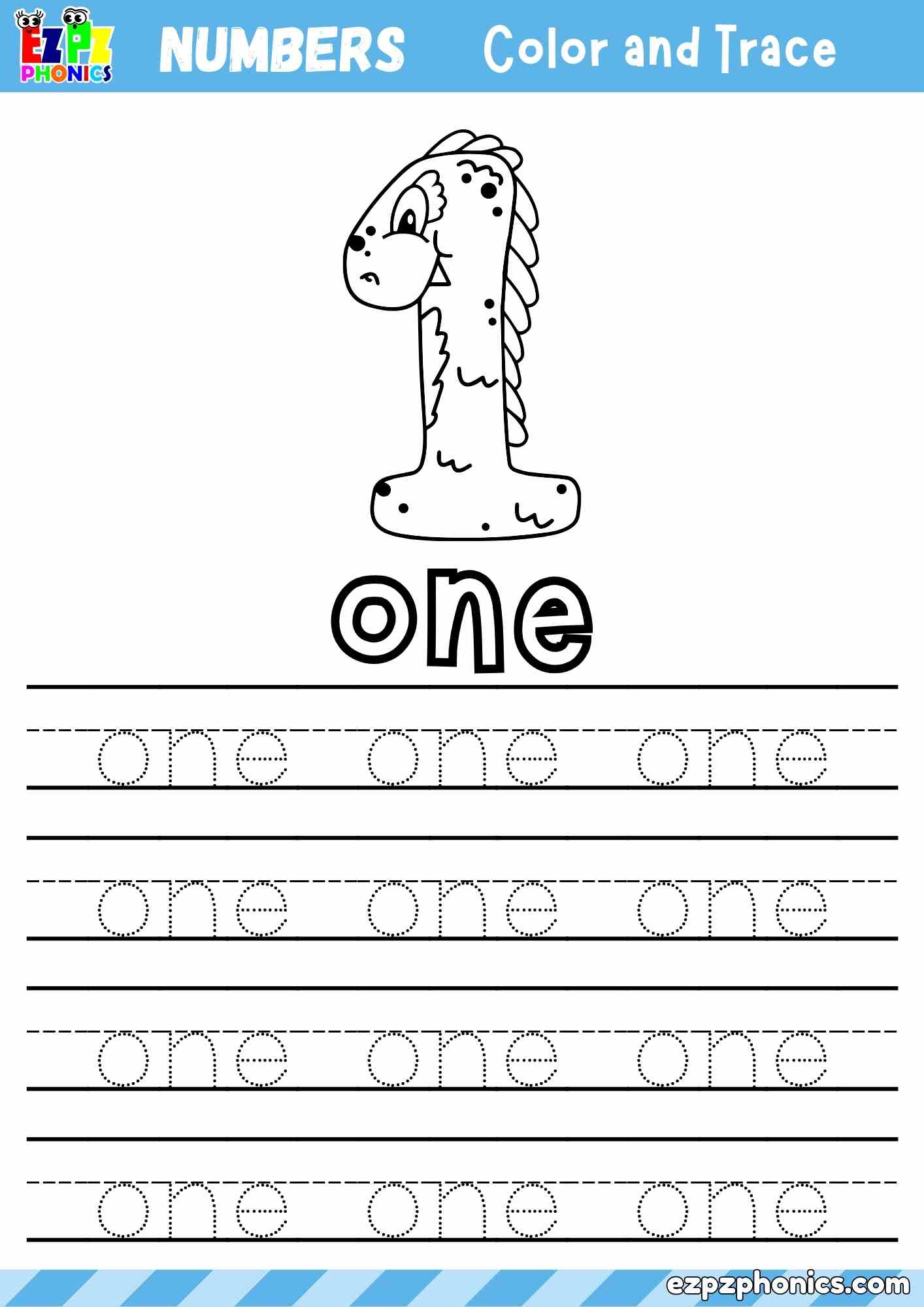Number One Word Tracing Activity (Free PDF Download)